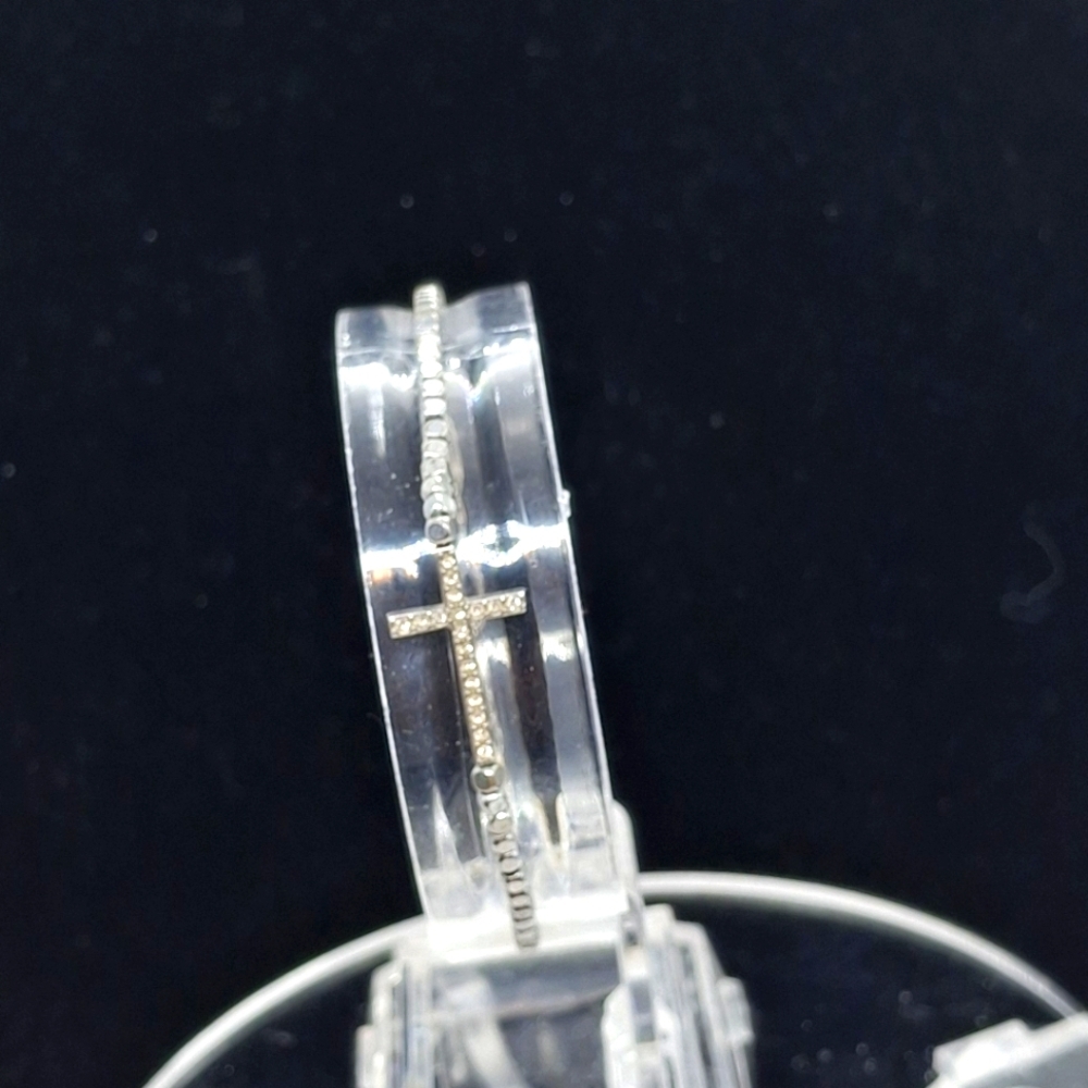 Fossil Silver and Rhinestone Cross Bracelet